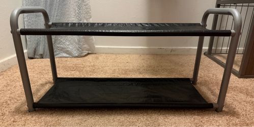 2-Tier Black Shoe Rack Storage Organizer