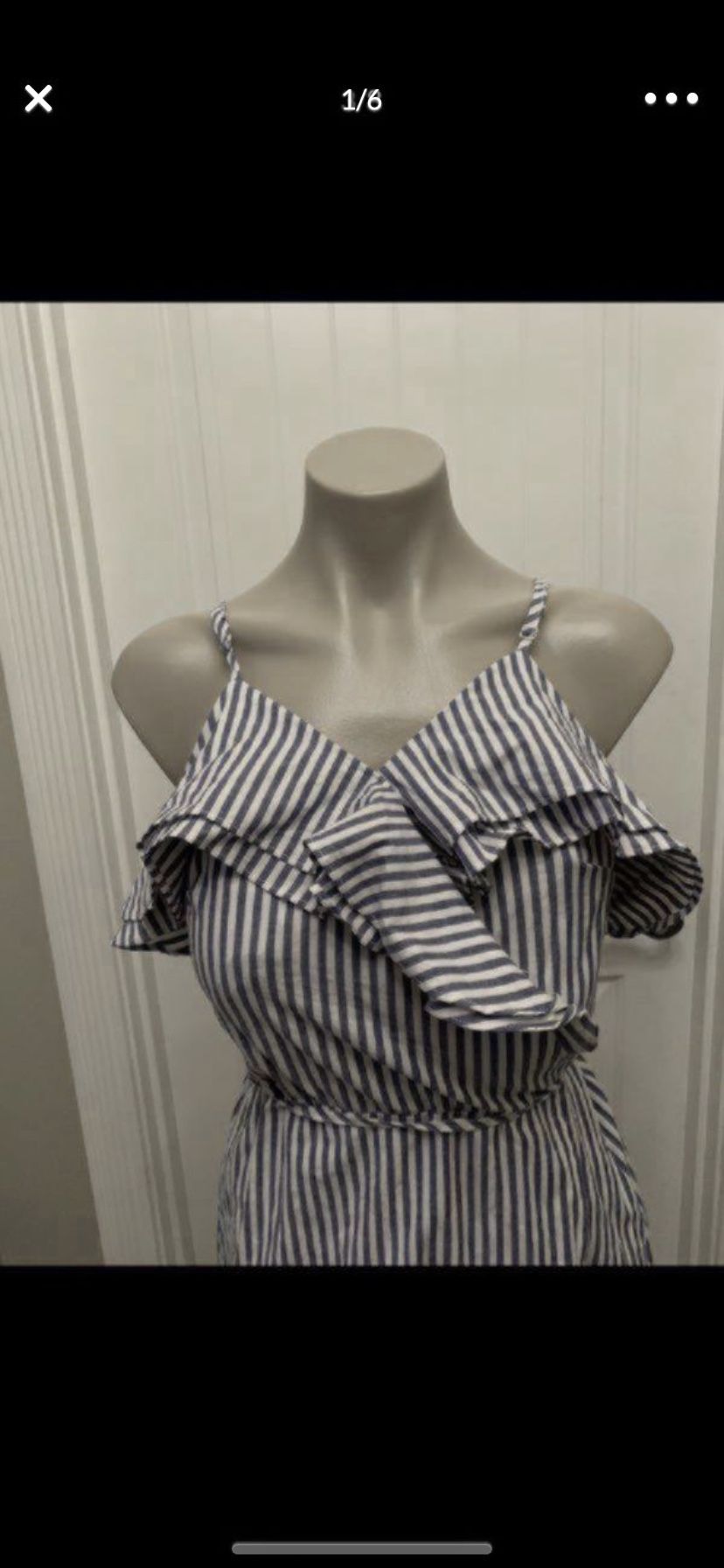 New Blue and white stripped ruffled dress size Medium or xsmall