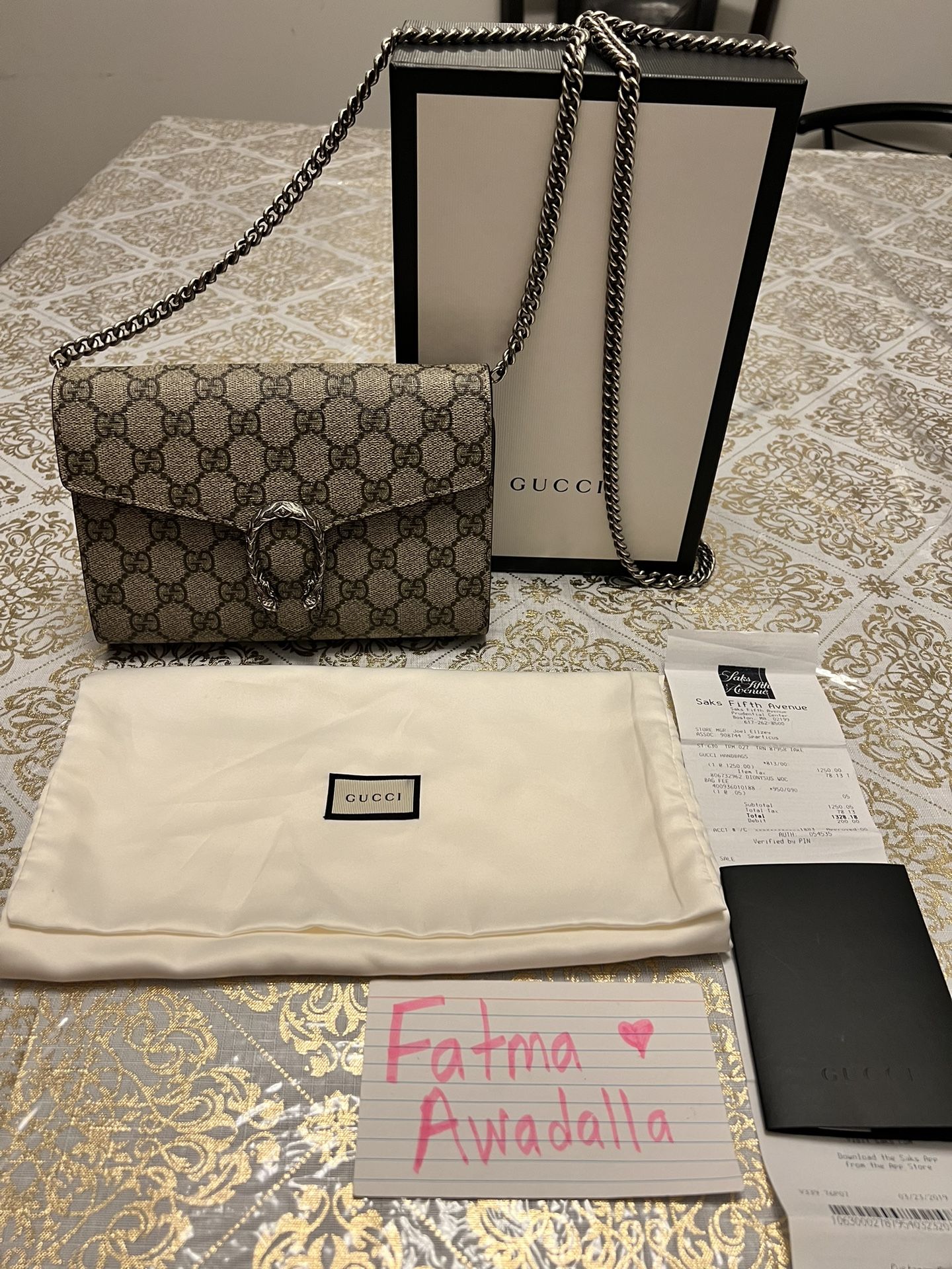 Gucci Dionysus GG supreme chain wallet $1650 MSRP