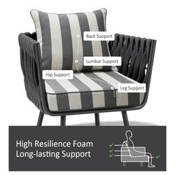 Cushions for outdoor patio chairs, 24 x 24 inches, water repellent, fade resistant, deep seat cushion and back for backyard