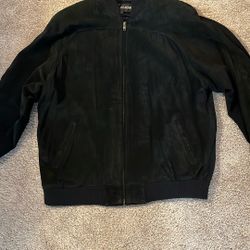 Black Suede Leather Bomber