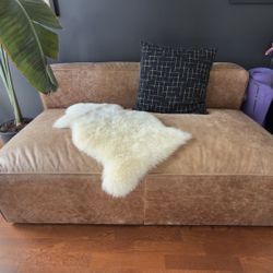 Brown Genuine Leather Loveseat
