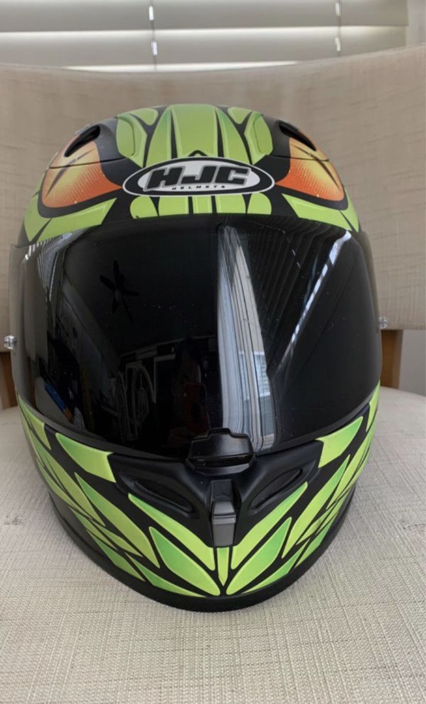 Black/Green HJC Snake Motorcycle Helmet XL