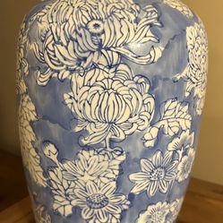Blue and White Chinoiserie Floral Vase