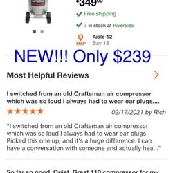 Brand-New In The Box 20 Gallon Husky Silent Air Compressor Only $239!!!