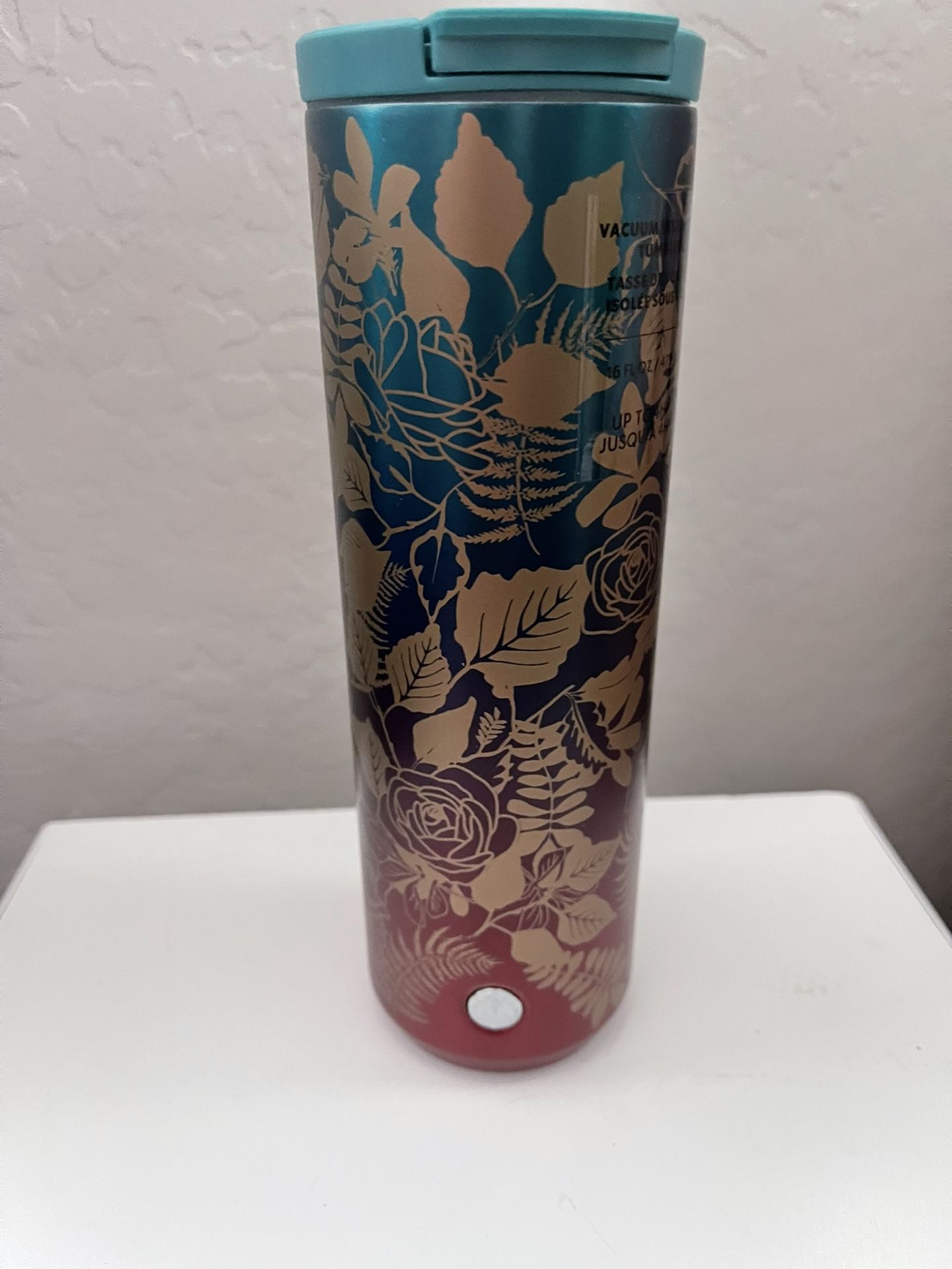 NEW STARBUCKS 2020 VACUUM INSULATED TUMBLER CUP ROSES BLUE, TEAL, BURGANDY