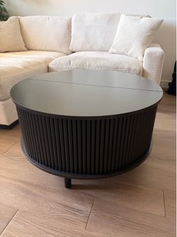 Mid Century Modern Round Coffee Table W Storage