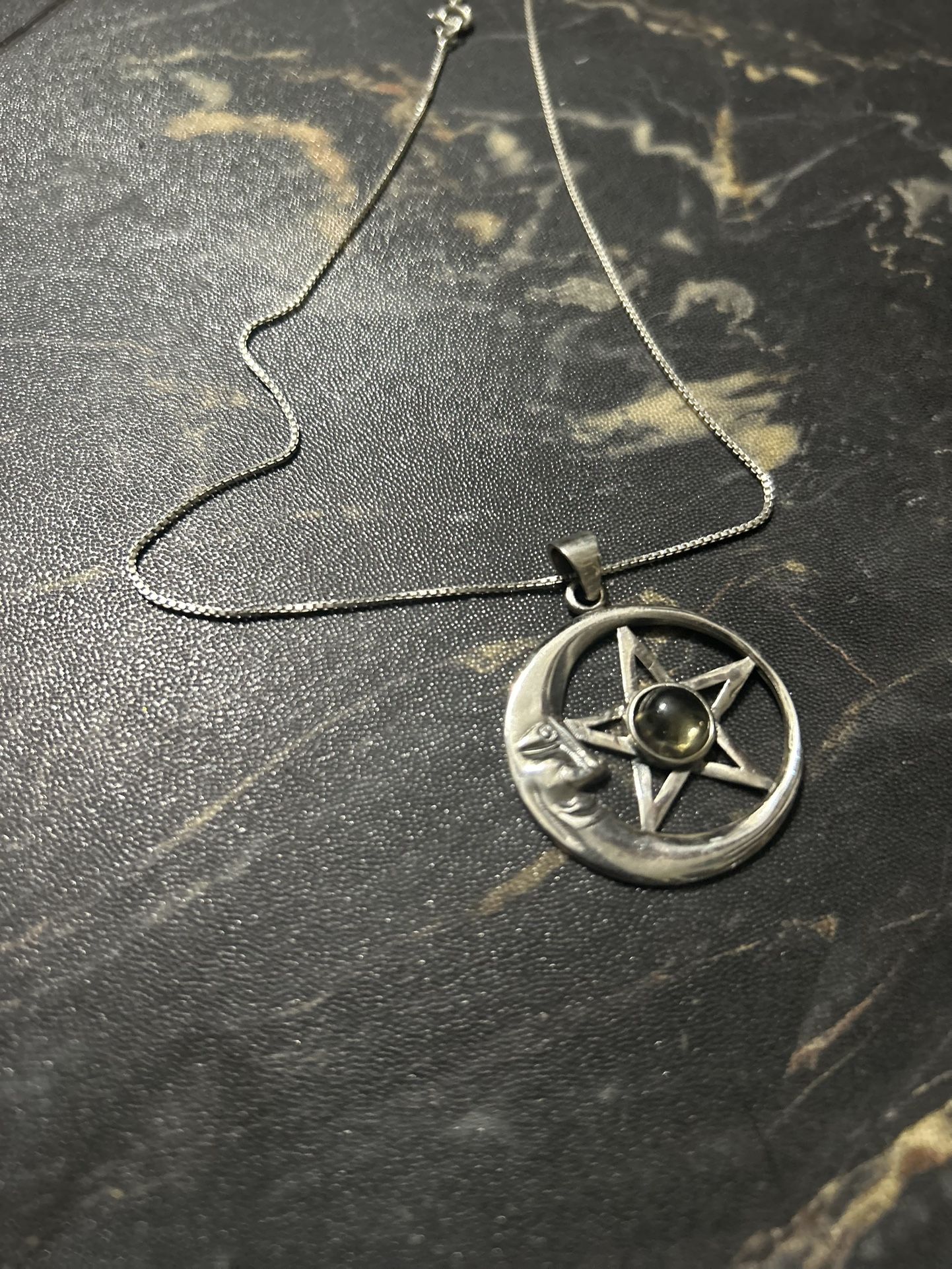 Designed By Me! Celestial Necklace With Citrine Crystal Centered In A 925 Silver Pendant Placed On An Italy 925 Silver chain