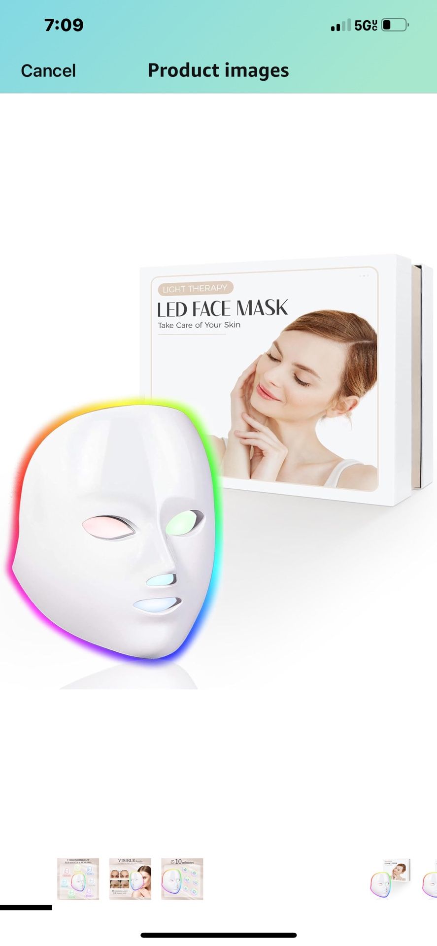 Led Face Mask Light Therapy, 7-1 Colors LED Facial Skin Care Mask, Red Light Therapy for Face, White