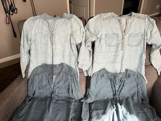 Eddie Bauer Tencel Denim  Long Sleeve Tops Size Medium 