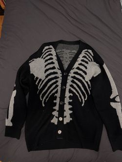 Black Skeleton Knit Cardigan Sweater