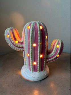 Super Cute Handmade Ceramic Cactus Night Light / Accent Lamp