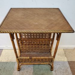 Rattan Table - End Table With Magazine Rack