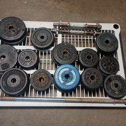 Weight Lifting Bar And Plates 