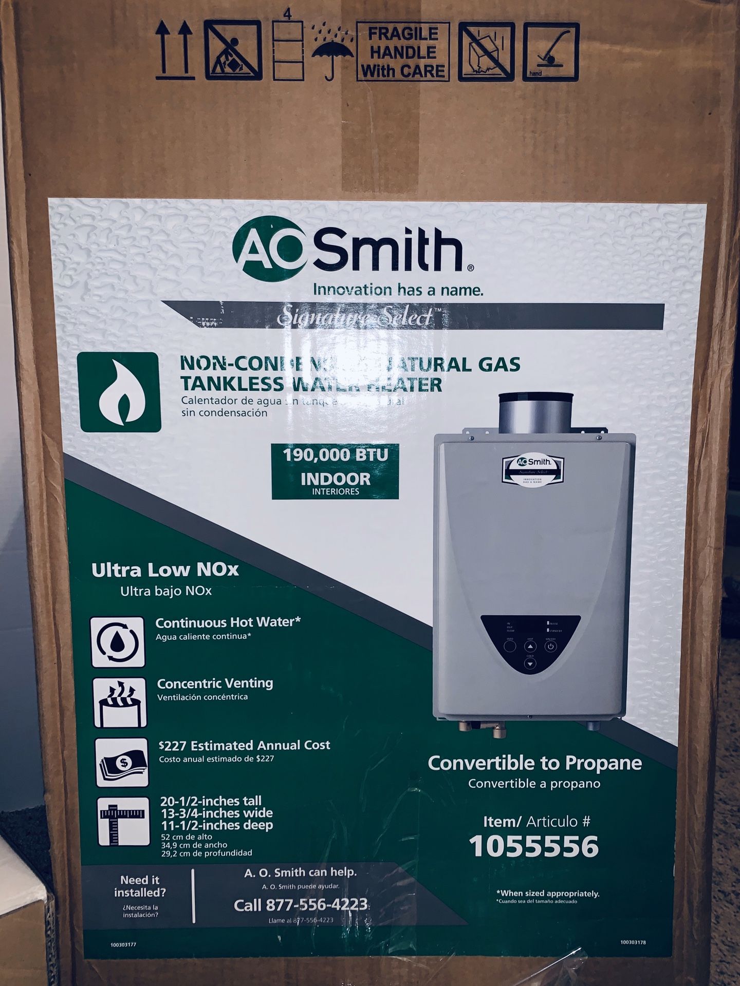 AO Smith Signature Premier Indoor Natural Gas Tankless Water Heater