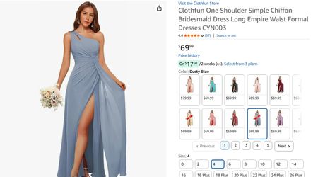 Dusty Blue One Shoulder Bridesmaid Dress - Worn Only Once!