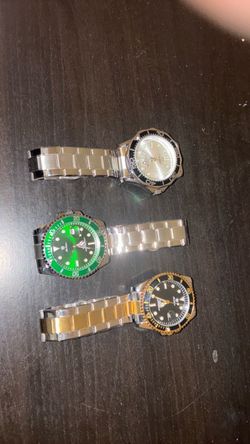3   Luxury style Watches Silver Green Gold
