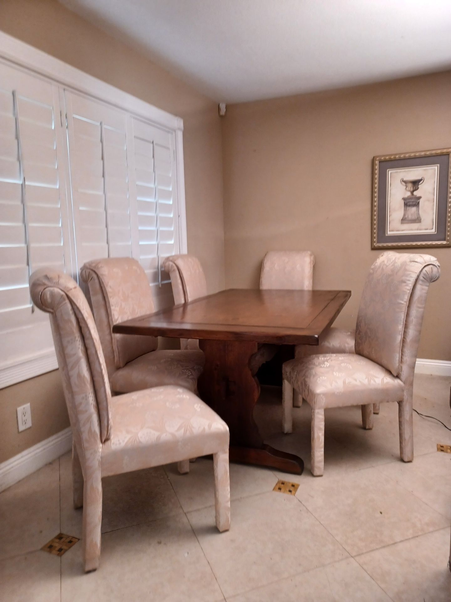 Solid Wood Dining Table Set w/ 6 Chairs