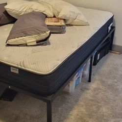 Queen Bed And 18" Metal Bedstand