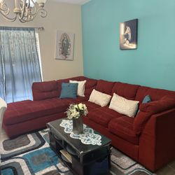 Red Sectional Sofa – Good Condition