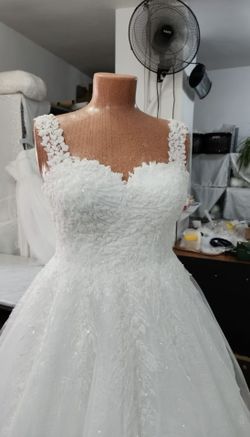 Custom Made Wedding Dress With Veil And Crown
