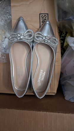 Dominique Nicole silver pointed-toe flats