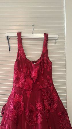 Red Floral Embroidered Formal Gown