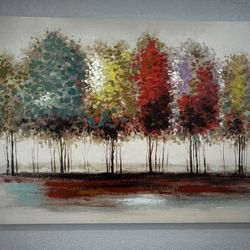 Large Pier 1 Imports Canvas Wall Art – Abstract Trees (40” x 60”)