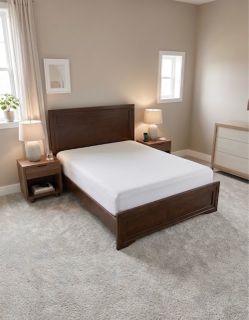 Dark Walnut Wood Queen Bed Frame and mattress