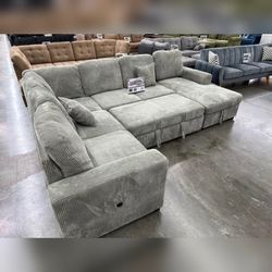 Gray extra large pull out sofa sectional couch