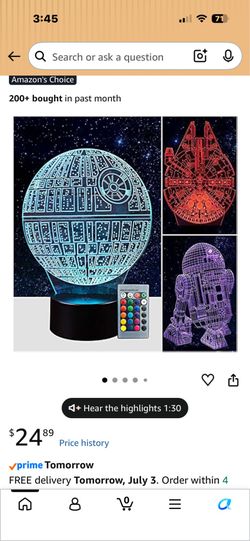 3D Star Wars night light