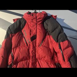 RLX Ralph Lauren red black puffer down parka Recco hooded expedition XXL