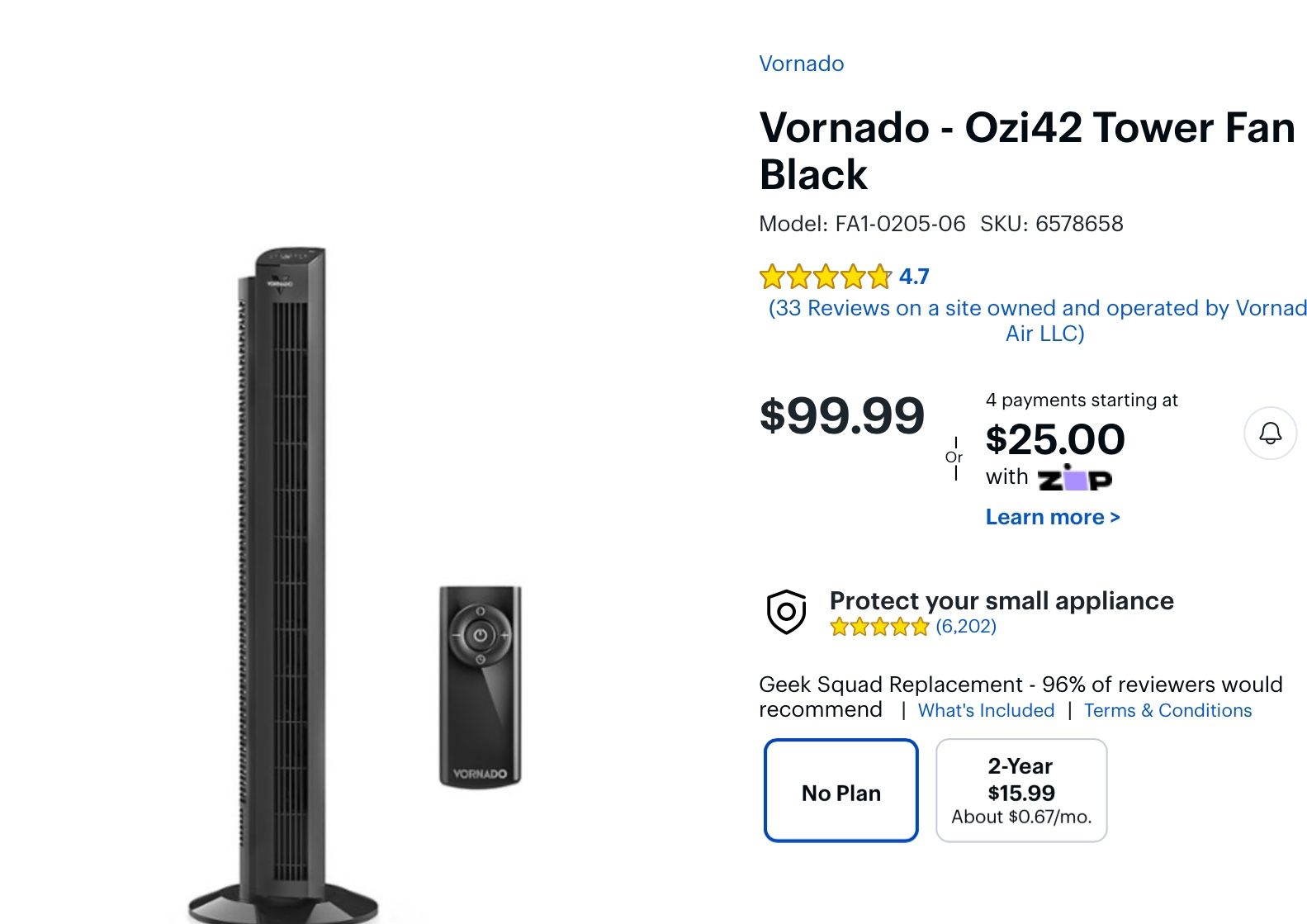 Brand New In The Box Vornado Tower Fan