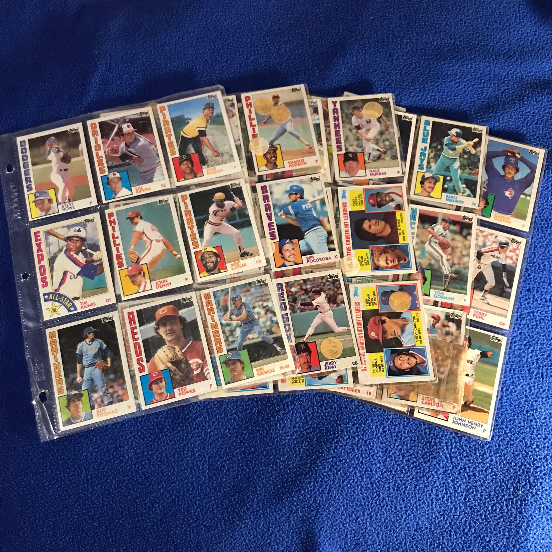 1984 Topps Baseball Cards Reds Mariners Pirates Dodgers