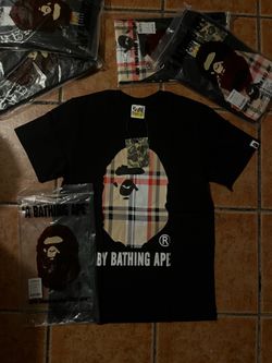 bape x burberry tee and chrome heart x bape tees