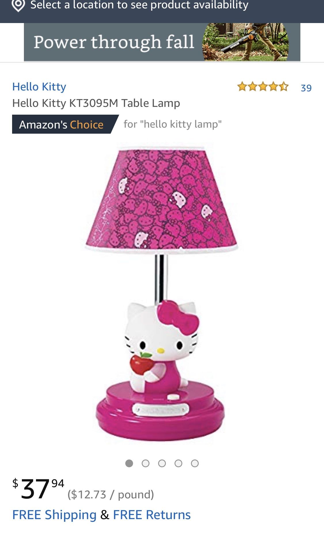 Hello kitty table lamp