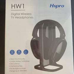 Wireless TV Headphones, Over Ear Headsets with Wireless 2.4GHz RF Transmitter Charging Dock, Rechargeable Digital Stereo Headsets for Watching TV Comp