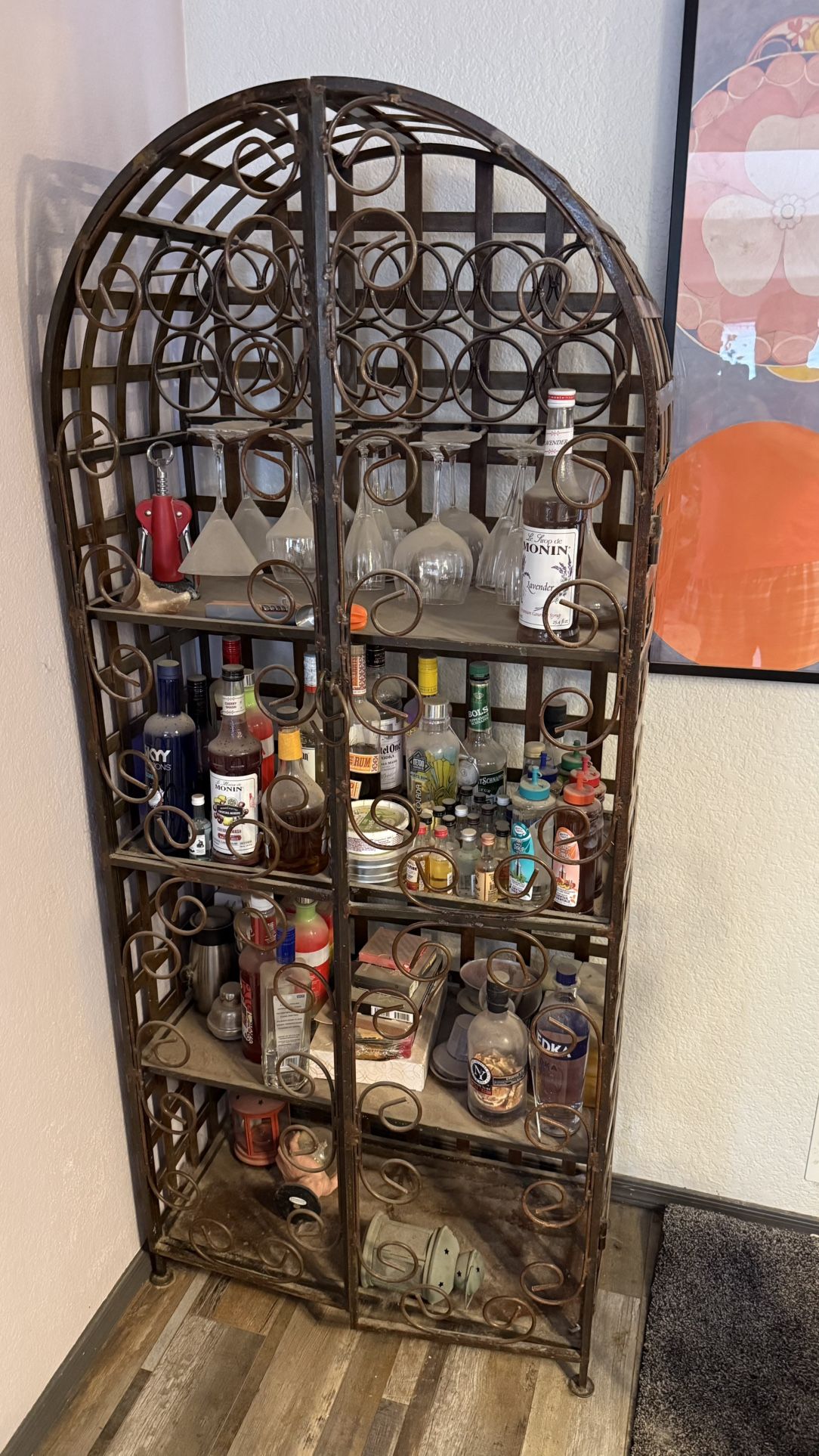 Antique Metal Bar/Curio Cabinet