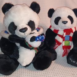 Panda Bear Family Christmas Plush $15