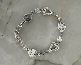 Brighton Heartland Silver Charm Bracelet with Crystal Beads