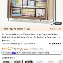1pc Versatile Dustproof Wardrobe - Large Capacity Clothes Rack with Durable Frame, Perfect for Bedroom, Dorm, and Rental Storage Solutions