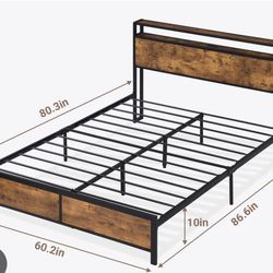 Modern black metal and rustic wood bedframe