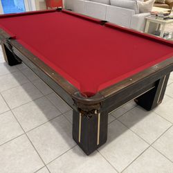 Billiard Pool Table - Antique - New Felt Top