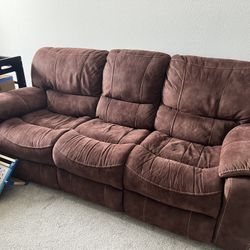 Microsuede Reclining Couch W/ Rocking Reclining Chair