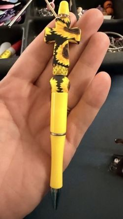 Sunflower Cross Beaded Ballpoint Pen