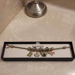 Napier Gold Beaded Charm Bracelet 