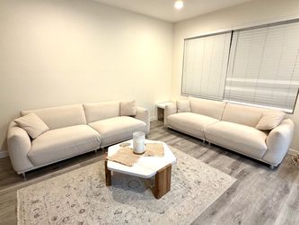 Cream Fabric Sofa Set – 2 Pieces
