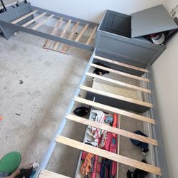 Double Twin Bed With Trundle And Storage