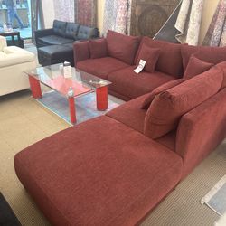 Modern Red Fabric Sectional Sofa 