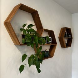 Hexagonal Wooden Shelves